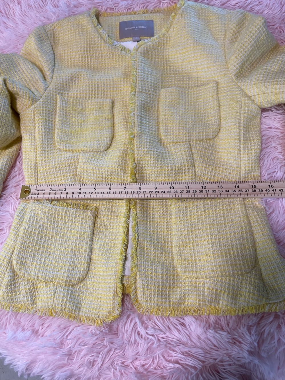 Banana Republic Lemon Yellow Tweed Pocket Blazer - Picture 7 of 10